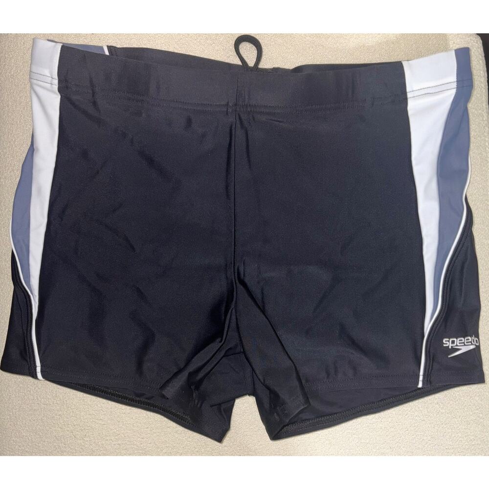 Speedo Men's Splice Square Leg Black Swim Shorts Size M NWOT